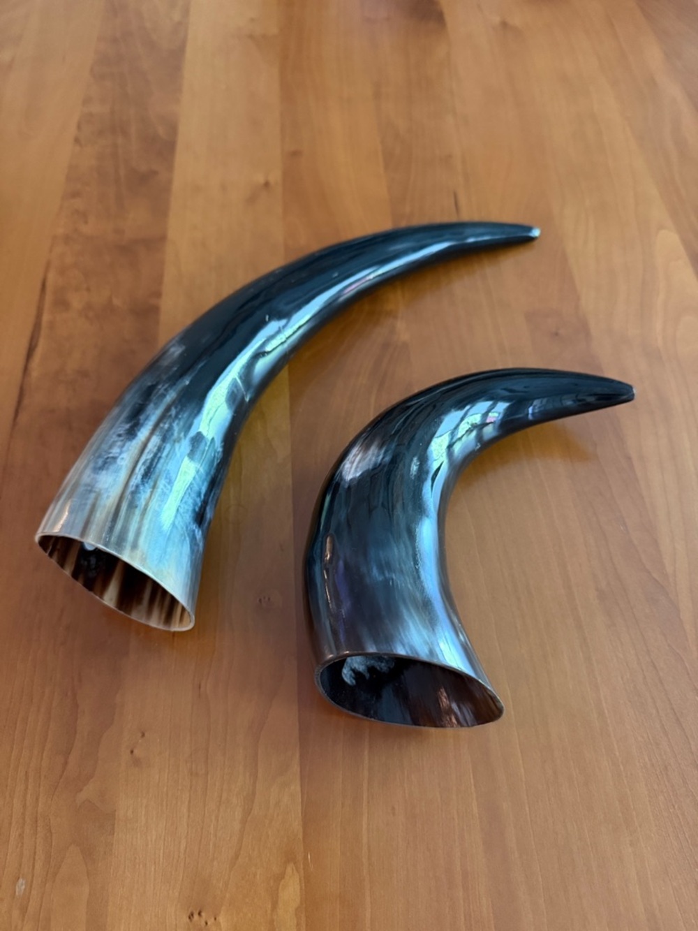Decorative Polished Faux Horns (2) Rustic Western Accent • Black/Grey •GUC